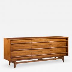  Young Manufacturing Company Young Manufacturing Mid Century Walnut Curved Lowboy Dresser - 4648525