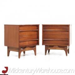  Young Manufacturing Company Young Manufacturing Mid Century Walnut Curved Nightstands Pair - 3392908