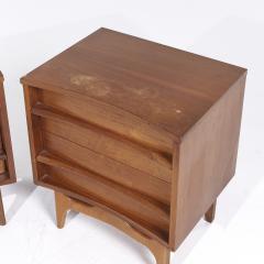  Young Manufacturing Company Young Manufacturing Mid Century Walnut Curved Nightstands Pair - 3836639