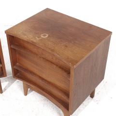  Young Manufacturing Company Young Manufacturing Mid Century Walnut Curved Nightstands Pair - 3884371