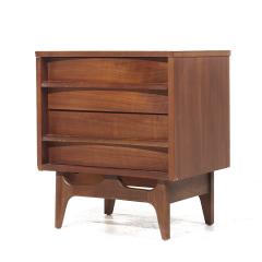  Young Manufacturing Company Young Manufacturing Mid Century Walnut Curved Nightstands Pair - 3884375