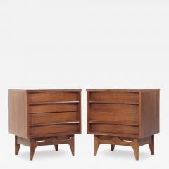  Young Manufacturing Company Young Manufacturing Mid Century Walnut Curved Nightstands Pair - 3884982