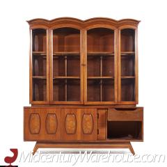  Young Manufacturing Company Young Manufacturing Mid Century Walnut and Burlwood Credenza and Hutch - 3689761