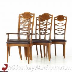  Young Manufacturing Company Young Manufacturing Mid Century Walnut and Burlwood Dining Chairs Set of 6 - 3691683