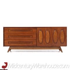  Young Manufacturing Company Young Manufacturing Mid Century Walnut and Burlwood Lowboy Dresser - 3688165