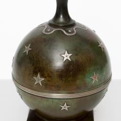  Ystad Metall A SCANDINAVIAN MODERN BRONZE LAMP WITH SILVER STARS FROM YSTAD METALL - 1178841