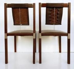  Zele Zele Marcus Alexis Dining Chairs in Leather Stainless and Wood Set of 8 - 3502806