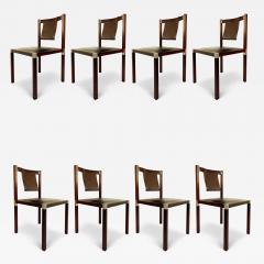  Zele Zele Marcus Alexis Dining Chairs in Leather Stainless and Wood Set of 8 - 3527483