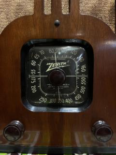  Zenith Electronics 1937 Zenith 5 R 135 Walnut Tombstone Tube Radio Restored with Bluetooth - 4776267