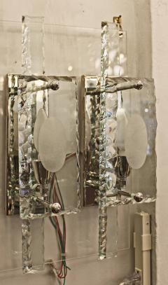  Zero Quattro Set of Eight Italian 1960s Chiseled Glass Sconces - 69548