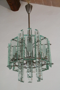  ZeroQuattro Italian Mid Century Crystal Chandelier Zero Quattro for Fontana Arte 1960s - 2601130