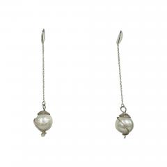  Zohar Long Silver Chain Earrings - 3893430