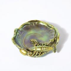  Zsolnay Zsolnay Hungary Eosin Iridescent Green Gold Lobster Snake Hand Painted Dish - 4489934