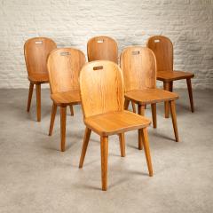  by M belfabrik Set of Six Model SMI 110 Pine Cabin Chairs by by M belfabrik Sweden 1940s - 3103419