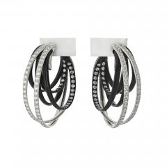  de Grisogono DE GRISOGONO 18K WHITE GOLD BLACK DIAMOND HOOP EARRINGS - 3610593