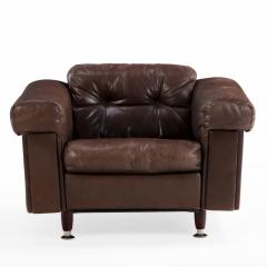  de Sede 1970s Swiss Leather Lounge Chair Ottoman in the Style of De Sede - 4571245