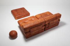  de Sede Cognac Leather Patchwork DS 88 De Sede Sectional Sofa 1970s - 939975