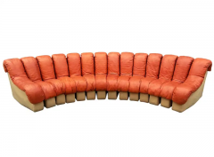  de Sede Mid Century Modern De Sede 600 Nonstop Curved Leather Sectional Sofa in Cognac - 2518358