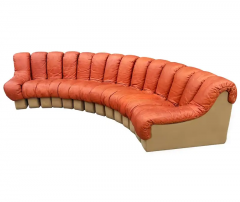  de Sede Mid Century Modern De Sede 600 Nonstop Curved Leather Sectional Sofa in Cognac - 2518399