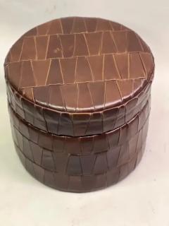  de Sede Pair of Swiss Modern Patchwork Leather Storage Ottomans Stools by De Sede 1960 - 3478544