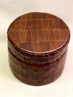  de Sede Pair of Swiss Modern Patchwork Leather Storage Ottomans Stools by De Sede 1960 - 3478570