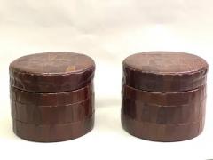  de Sede Pair of Swiss Modern Patchwork Leather Storage Ottomans Stools by De Sede 1960 - 3478571