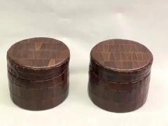  de Sede Pair of Swiss Modern Patchwork Leather Storage Ottomans Stools by De Sede 1960 - 3478583