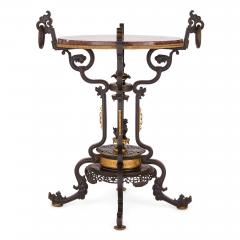  douard Li vre Antique pair of French Japonisme bronze and marble gueridons - 4448562