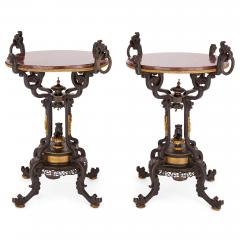  douard Li vre Antique pair of French Japonisme bronze and marble gueridons - 4448563