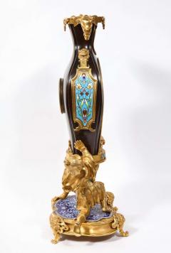  douard Li vre French Japonisme Ormolu Patinated Bronze and Cloisonne Enamel Mantel Clock - 2138255