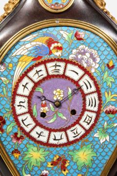  douard Li vre French Japonisme Ormolu Patinated Bronze and Cloisonne Enamel Mantel Clock - 2138257