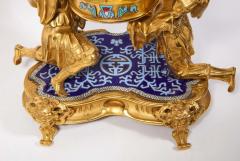  douard Li vre French Japonisme Ormolu Patinated Bronze and Cloisonne Enamel Mantel Clock - 2138263