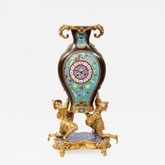  douard Li vre French Japonisme Ormolu Patinated Bronze and Cloisonne Enamel Mantel Clock - 2139254