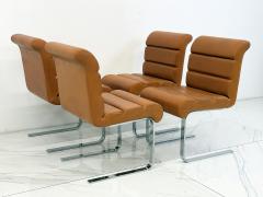  i4 Mariani Set of 4 Lugano Chairs in Cognac Leather i4 Mariani for Pace Collection 1970s - 4555733