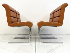  i4 Mariani Set of 4 Lugano Chairs in Cognac Leather i4 Mariani for Pace Collection 1970s - 4555768