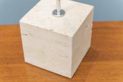  iGuzzini Harvey Guzzini Guzzini Mid Century Modern Chrome and Travertine Arc Table Lamp by Harvey Guzzini Italy - 1584156