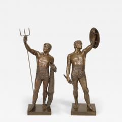  mile Coriolan Hippolyte Guillemin Pair of E Guillemin Bronze Gladiator Figures - 4279101