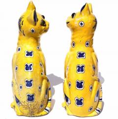  mile Gall Emile Galle Faience Painted Pottery Cats Pair - 3605508