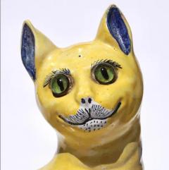  mile Gall Emile Galle Faience Painted Pottery Cats Pair - 3605515