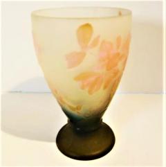  mile Gall Emile Galle Floral Cameo Vase in Olive Green Pink Blue and Frost - 2286425