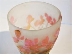  mile Gall Emile Galle Floral Cameo Vase in Olive Green Pink Blue and Frost - 2286466