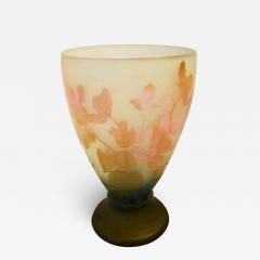  mile Gall Emile Galle Floral Cameo Vase in Olive Green Pink Blue and Frost - 2289482