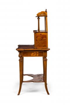  mile Gall Emile Galle French Ombelles Floral and Pastoral Marquetry Writing Desk - 4273224