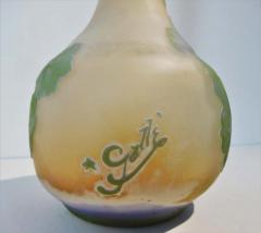  mile Gall Emile Galle Tall Bud Vase in Triple Overlay and Etched Art Nouveau Glass - 2107431