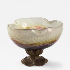  mile Gall French Art Nouveau Glass and Wood Footed Bowl by Emile Gall  - 229195