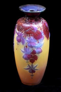  mile Gall Galle Blown Glass Fuchsia Flowers Vase French - 4310742
