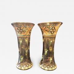  mile Gall Pair of Antique Palatial French Jeweled Vases or Urns Emile Galle Style - 1243999