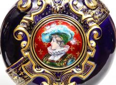  mile Gall Rare Pair of Emile Galle Cobalt Blue Porcelain and Limoges Enamel Portrait Vases - 4181917