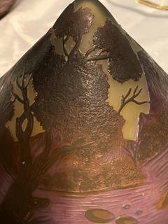  mile Gall SCENIC ART NOUVEAU LUSH LANDSCAPE CAMEO GLASS LAMP BY EMILE GALLE - 3708829