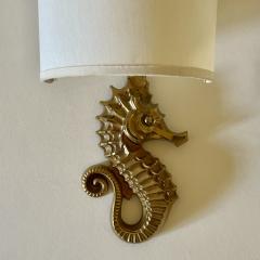 mile Guillemard Guillemard Bronze Seahorse Wall Lamps circa 1940 - 4242845